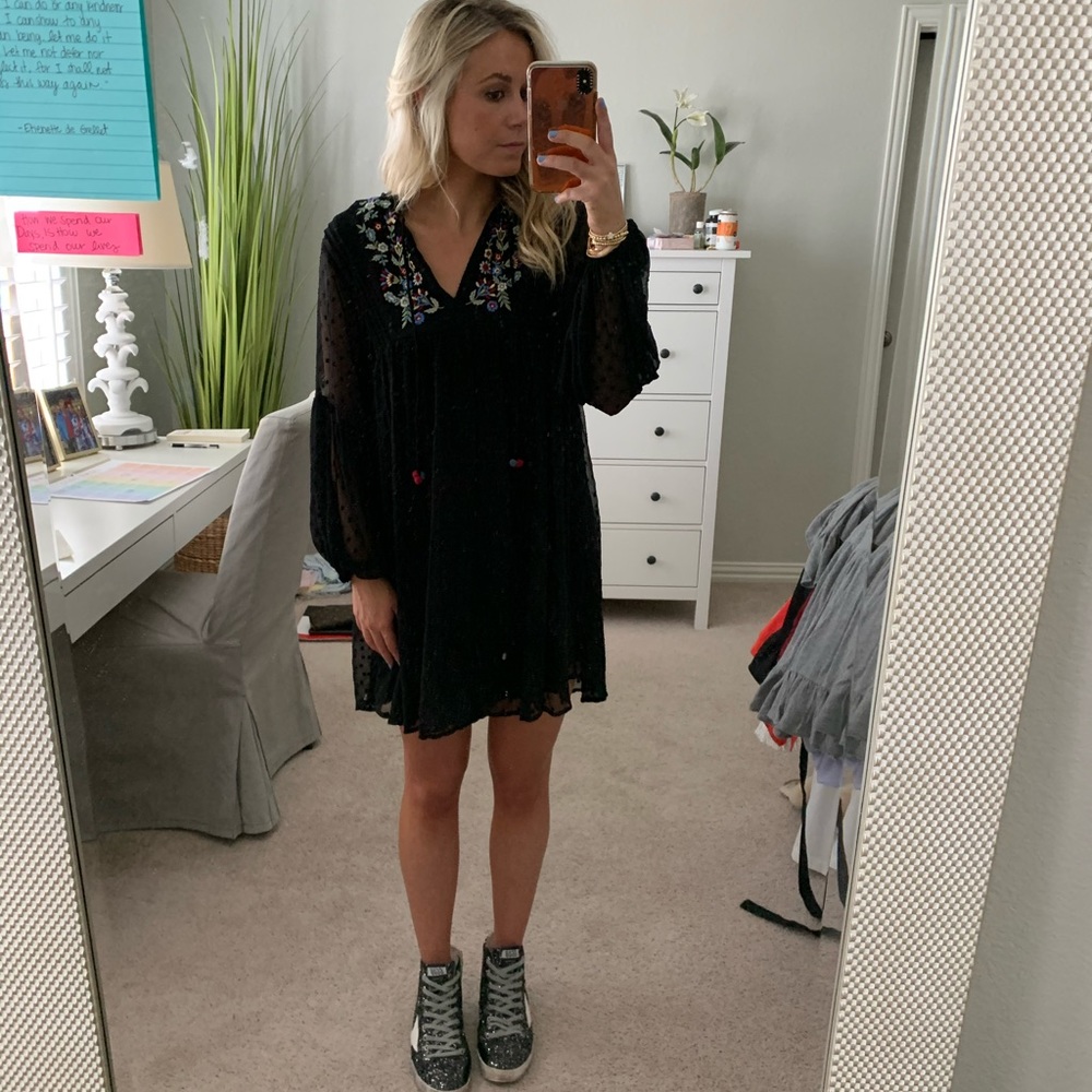 Embroidered Black Dress
